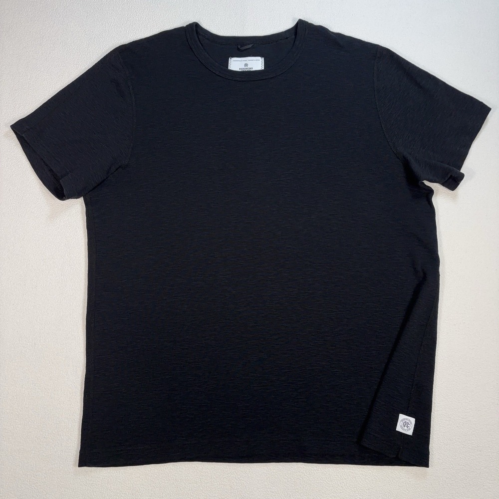 Reigning Champ Medweight T-Shirt Men's XL Black Heathered Texture Stretch *HOLE*